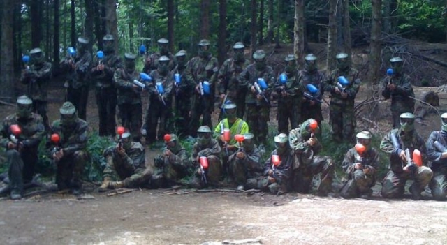 Football team paintball play-off